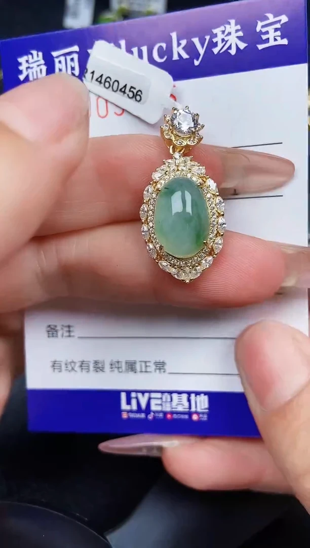 翡翠银S925镶嵌颈饰9825