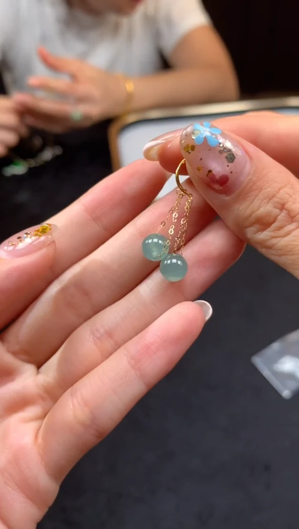 翡翠18K金镶嵌耳饰7001702/345/多样性发/1件