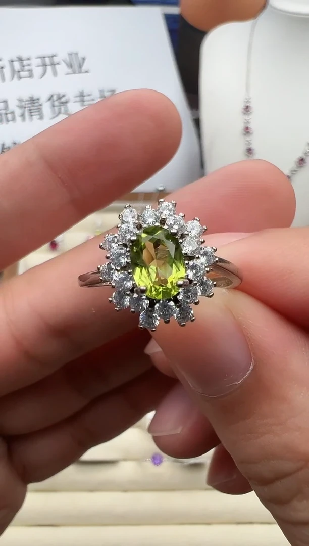 银S925镶嵌戒指橄榄石23