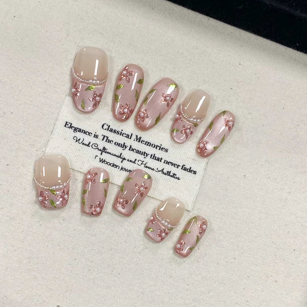 设计师专款【繁花盛开】JD1698纯手工轻奢穿戴甲（送铁盒+工具包）