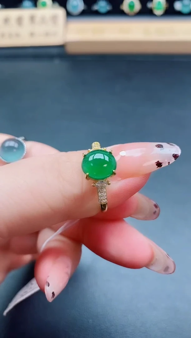 银S925镶嵌戒指翡翠1