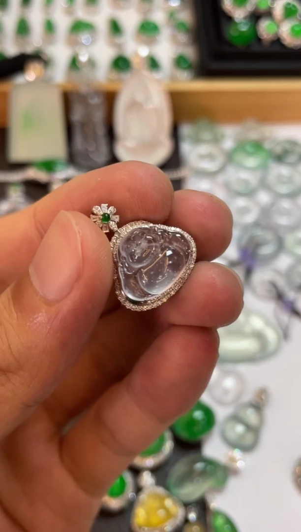 翡翠18K金镶嵌吊坠(不含链)佛公