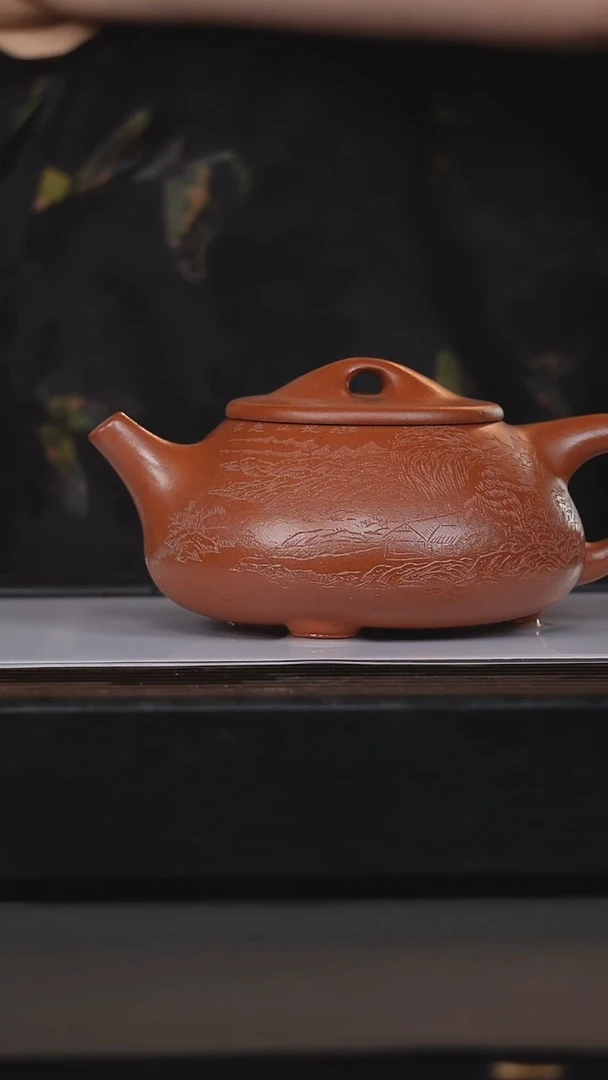 茶壶紫砂万兆元栏山小红泥石瓢580cc