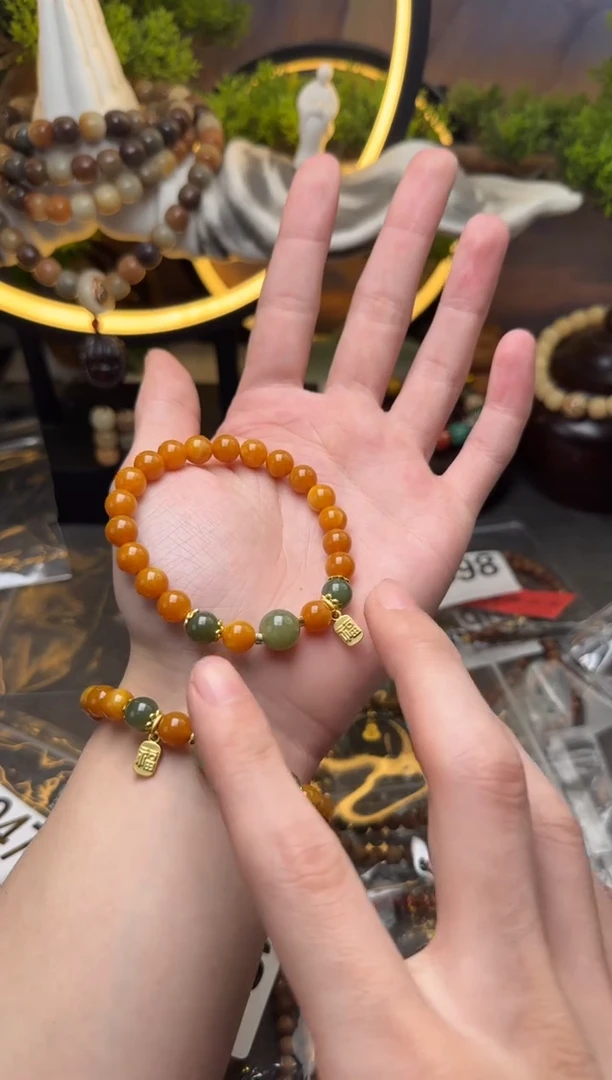 【闪购商品】蜜蜡手链未镶嵌蜜蜡圆珠和田单圈08