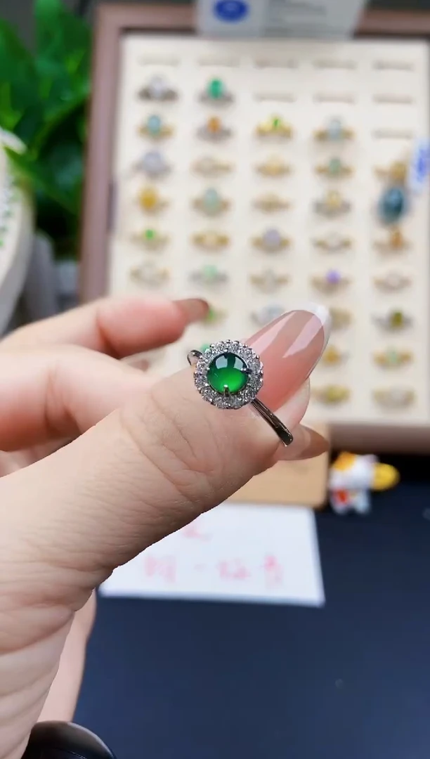 银S925镶嵌戒指翡翠12