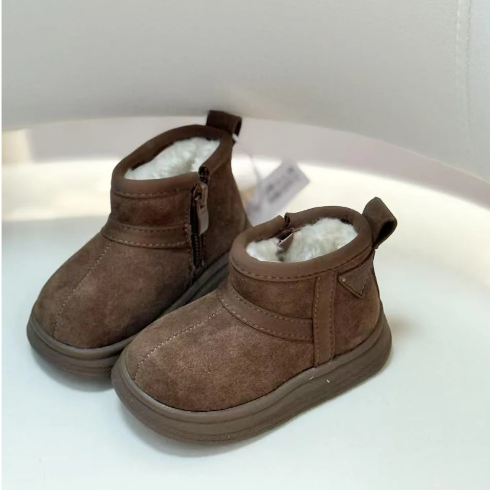 捡漏 卡皮巴拉胖头雪地靴冬季儿童棉靴真皮加厚保暖面包鞋