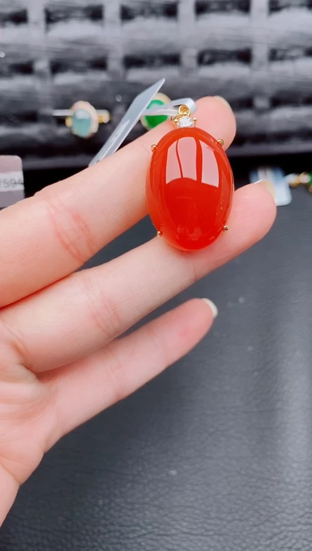 【闪购商品】玛瑙/玉髓颈饰银S925镶嵌天然a货翡翠326