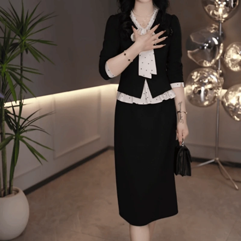 A631【连衣裙】2025早秋新款时尚优雅显瘦名媛气质收腰显瘦连衣裙