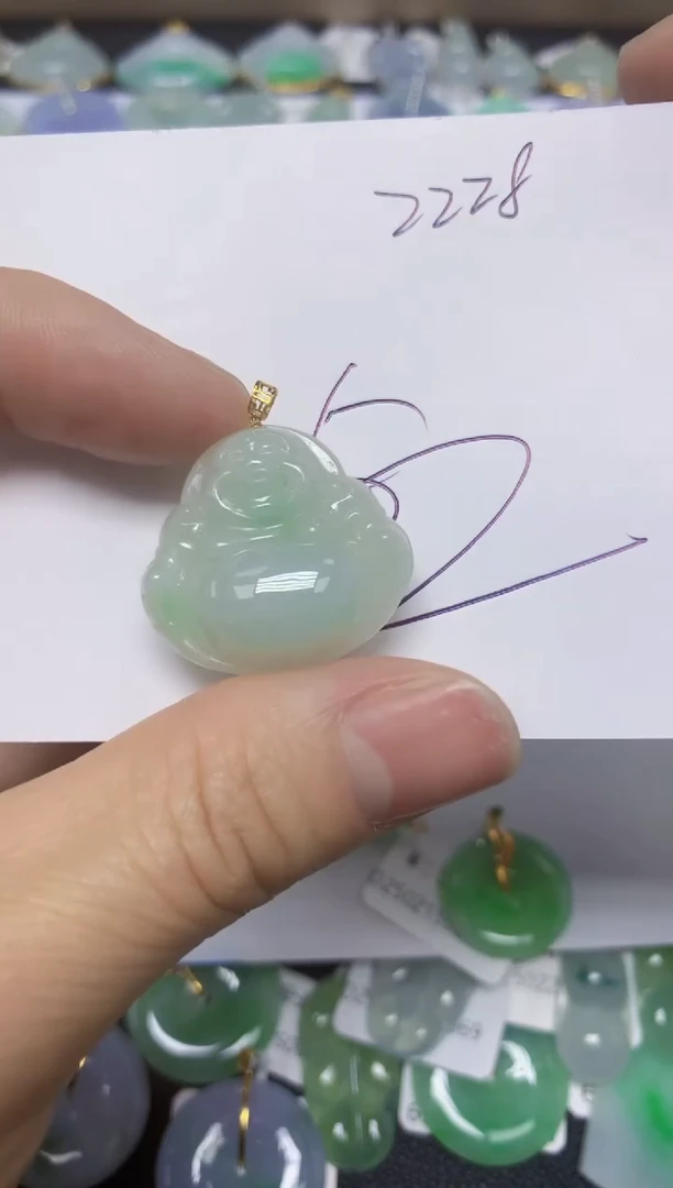 【闪购商品】翡翠18K金镶嵌挂件天然翡翠A货