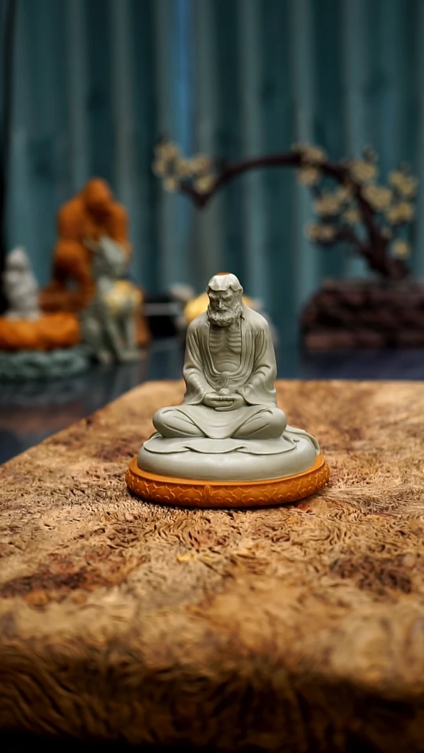 【闪购商品】松花石金顶达摩摆件