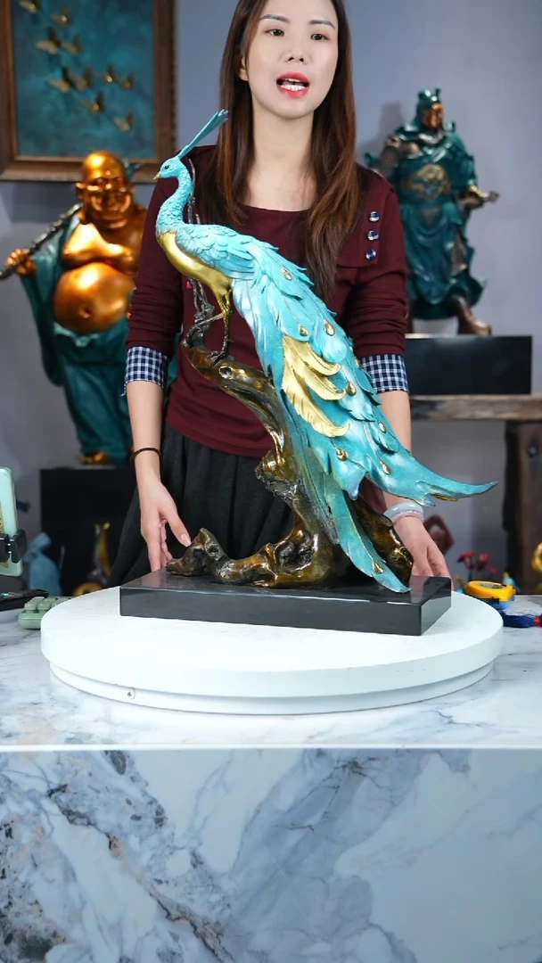 黄铜《前程似锦》孔雀铜摆件