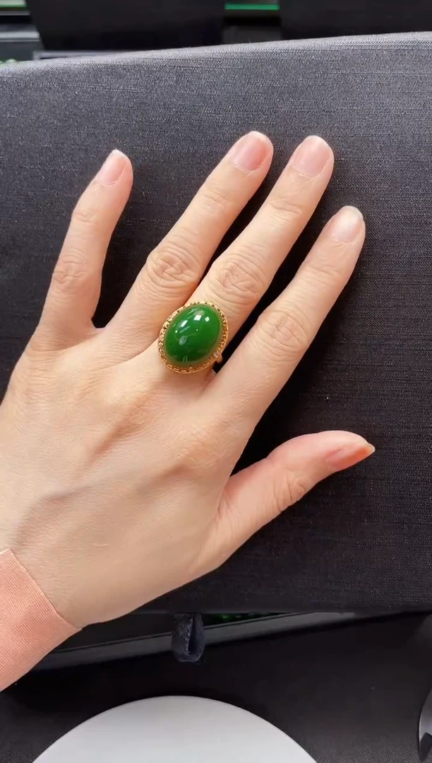 和田玉戒指银S925镶嵌多样性发一