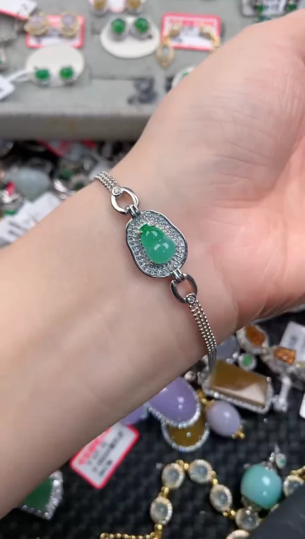 银S925镶嵌戒指翡翠1010---8