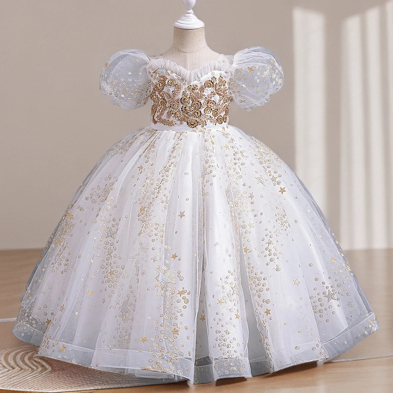 儿童夏季礼服裙子女童公主裙小女孩网纱裙生日宴会连衣裙走秀演出