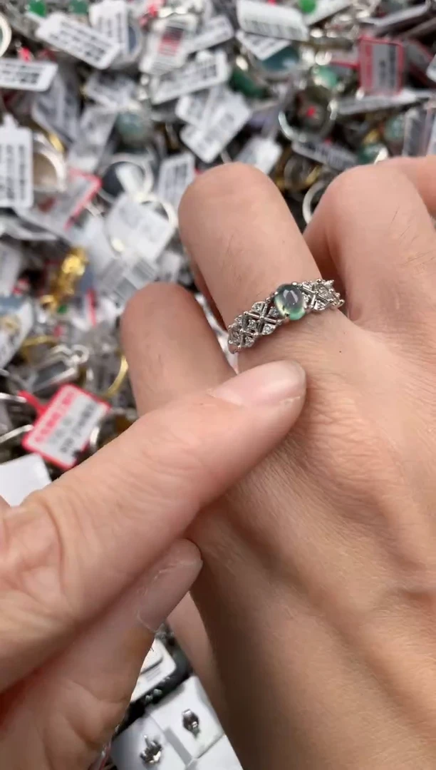 银S925镶嵌戒指翡翠999          6