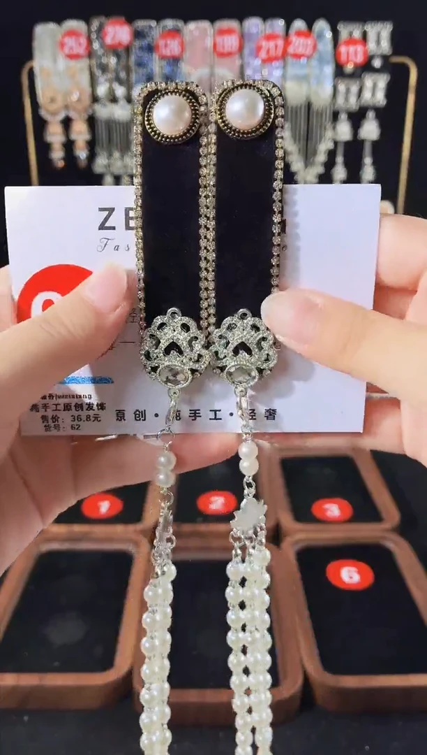 仿水晶铁合金62原创发夹一对倒夹