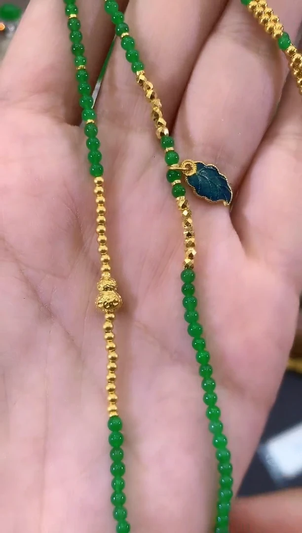 翡翠足金镶嵌项链B158