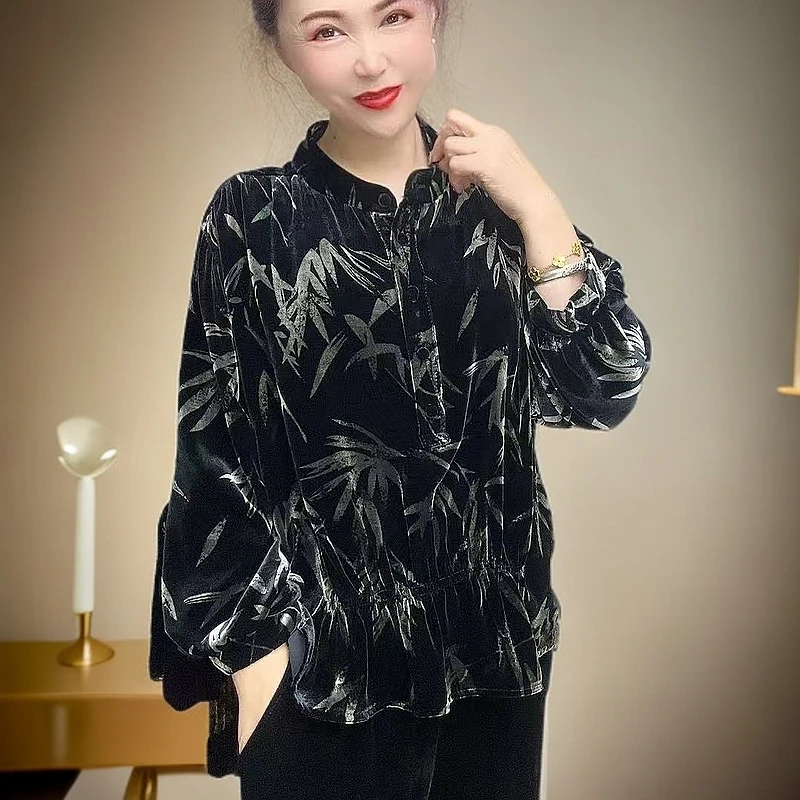 蚕丝立领宽松版小衫