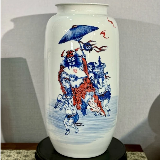 【重器首发】青花加彩人物瓶徐胜贵·省大师