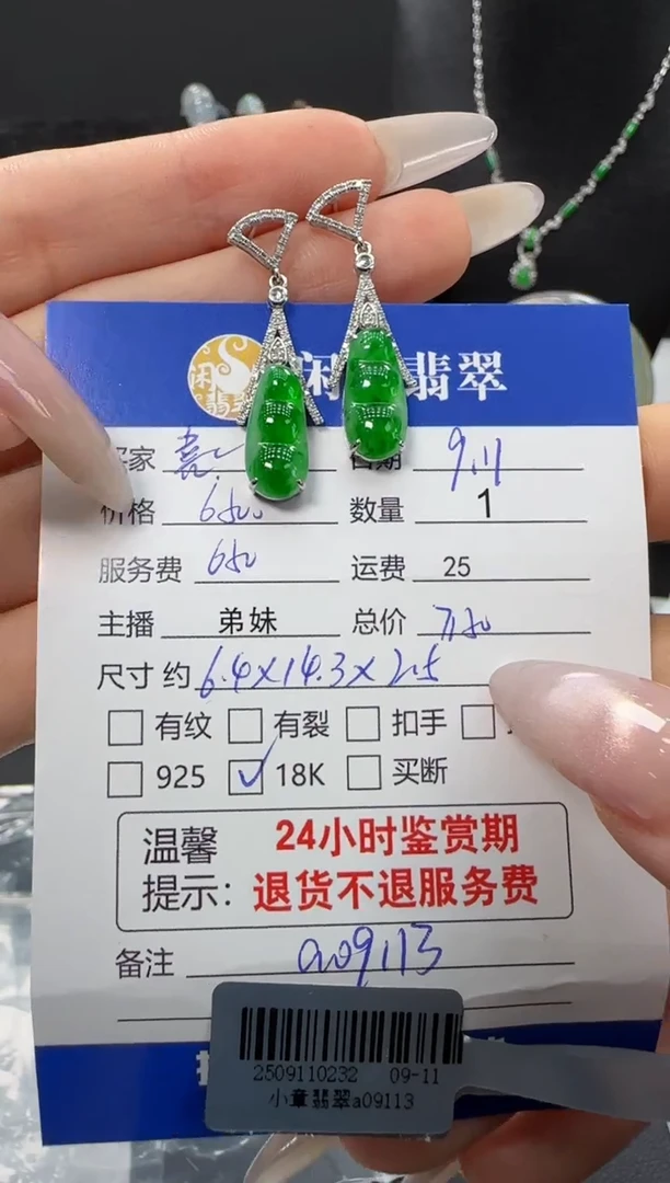 18K金镶嵌翡翠耳饰翡翠耳饰