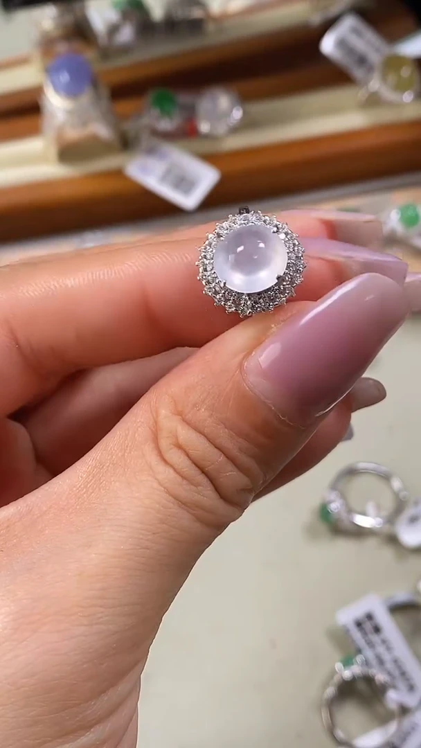 翡翠戒指银S925镶嵌6291