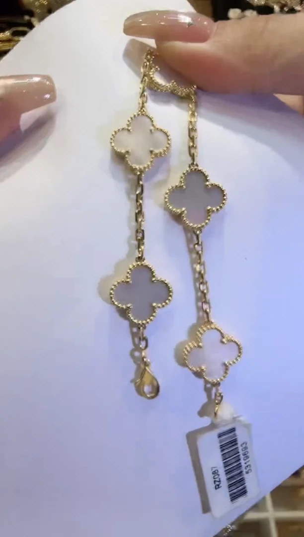 18K金镶嵌贝壳（贝母）手链白色五花手链