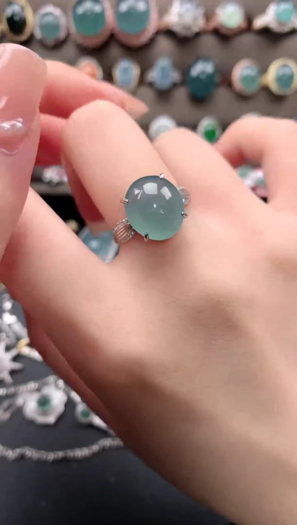 【闪购商品】翡翠戒指银S925镶嵌52141