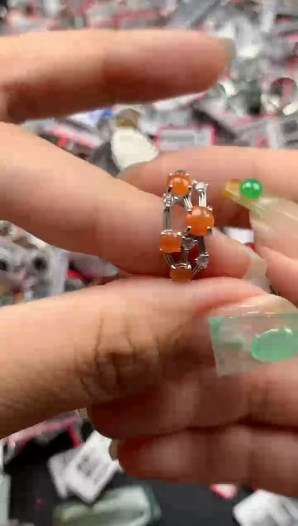 银S925镶嵌戒指翡翠天然A货缅甸翡翠