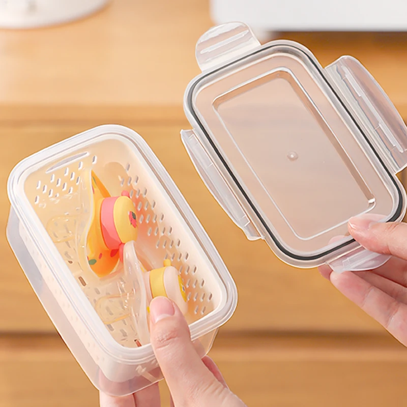 外出安抚奶嘴收纳盒小号装婴儿宝宝啃咬牙胶玩具专用可沥水可消毒