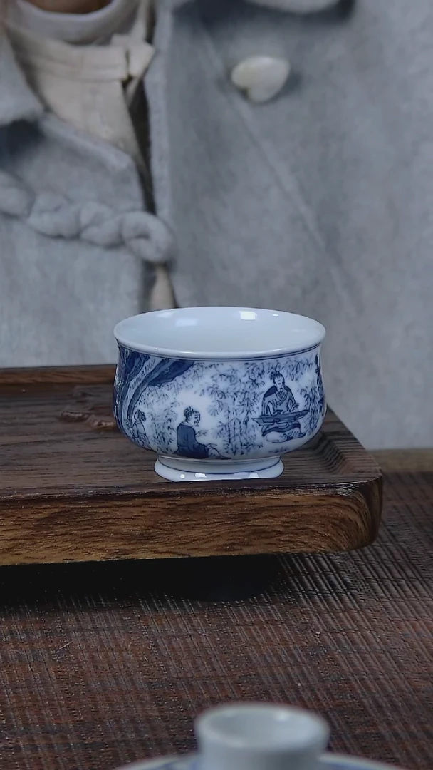 【闪购商品】折葵非器手工手绘竹林七贤小炉式杯留白