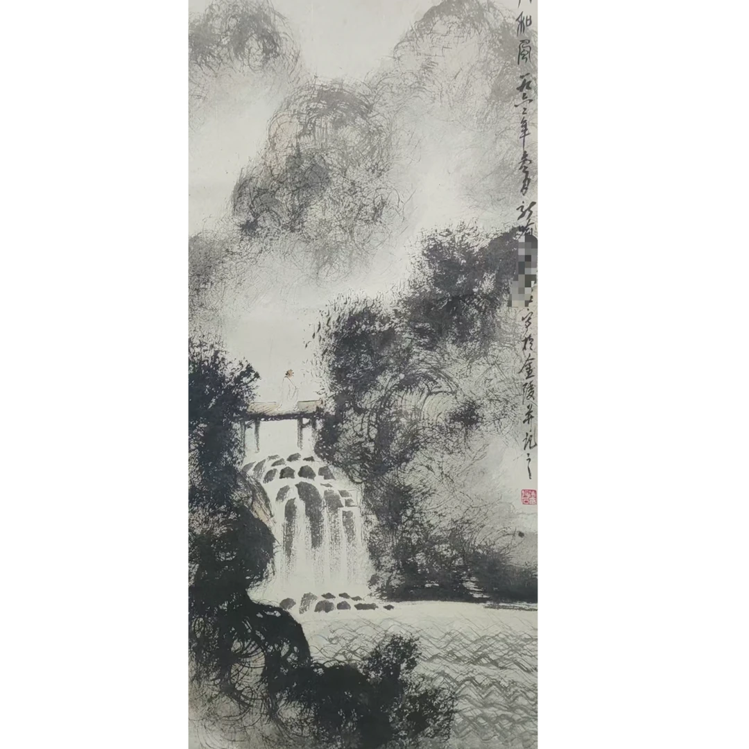 傅老 款山水立轴100*42约3.7平尺