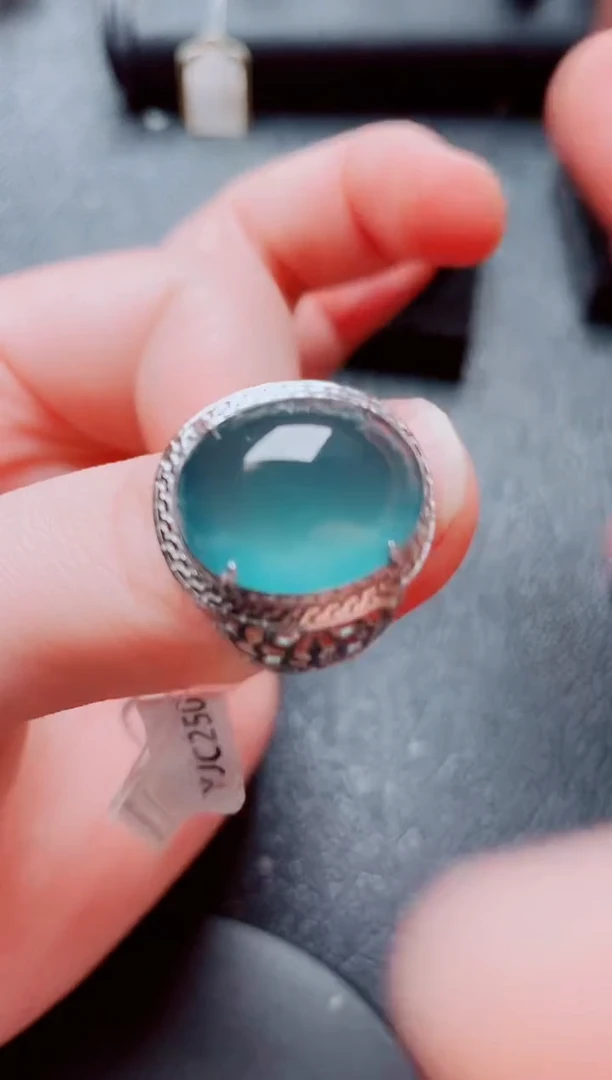 银S925镶嵌戒指翡翠1