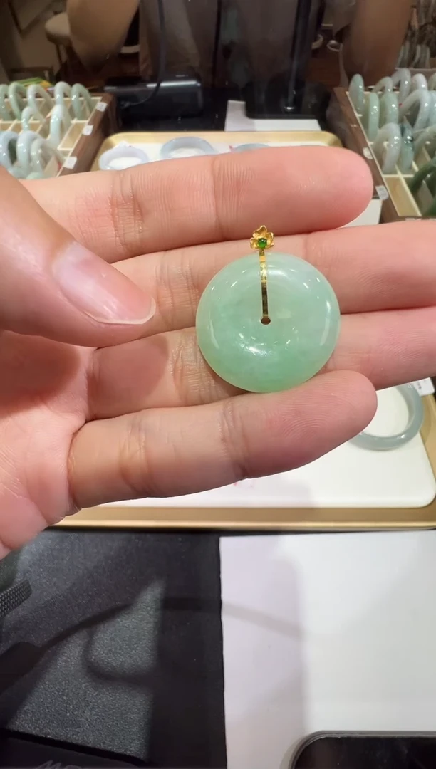 颈饰未镶嵌翡翠-纯天然缅甸A货翡翠平安扣吊坠-