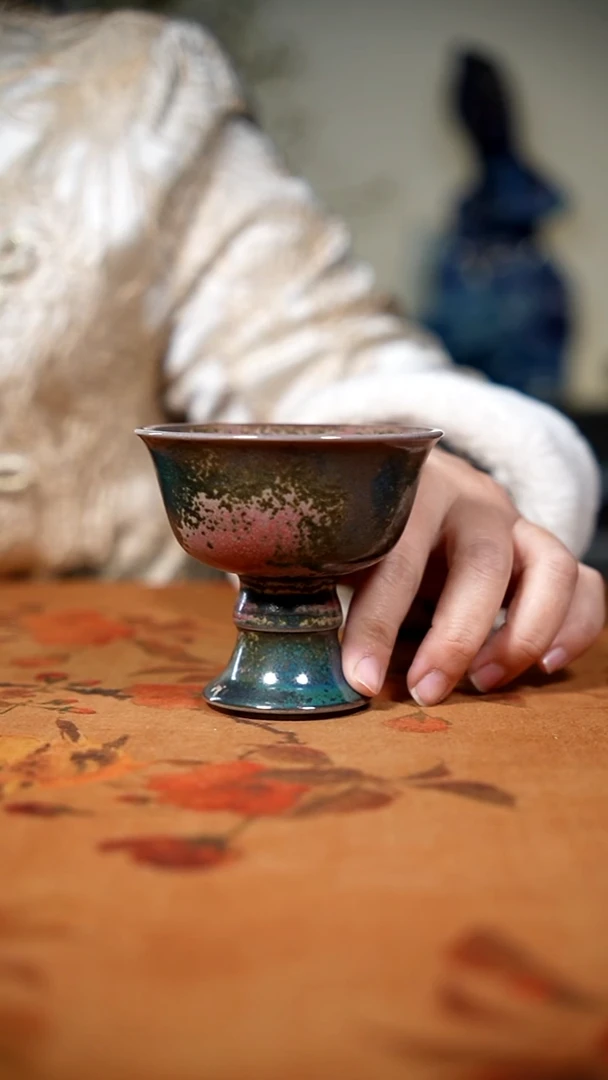 原矿石钧瓷茶器摆件