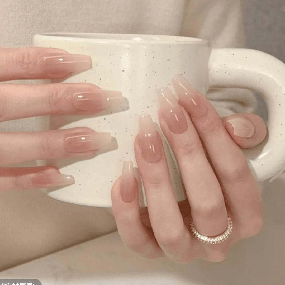 甘露寺纯手工光疗美甲贴果冻贴片指甲穿戴甲简约梯形重复