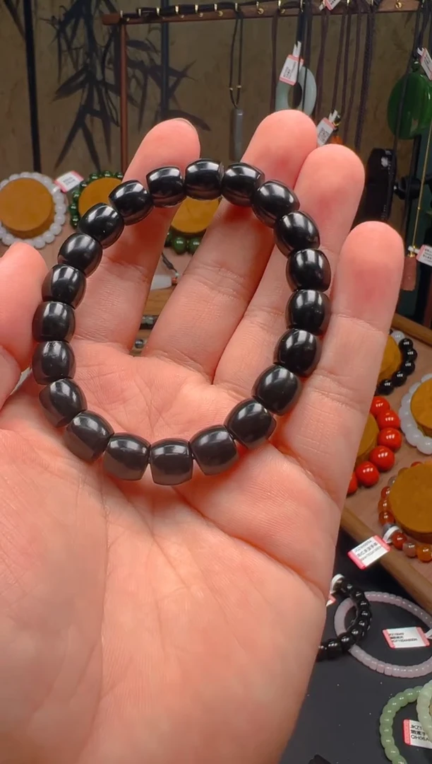 未镶嵌手串和田玉戈壁黑青手串