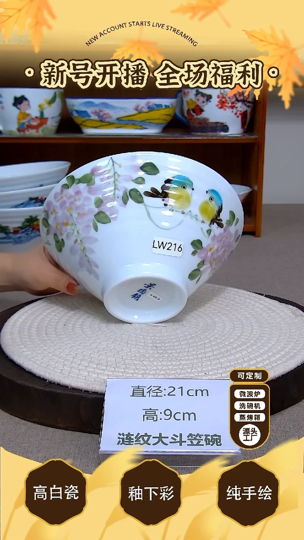 碗景德镇手绘釉下彩陶瓷lw216