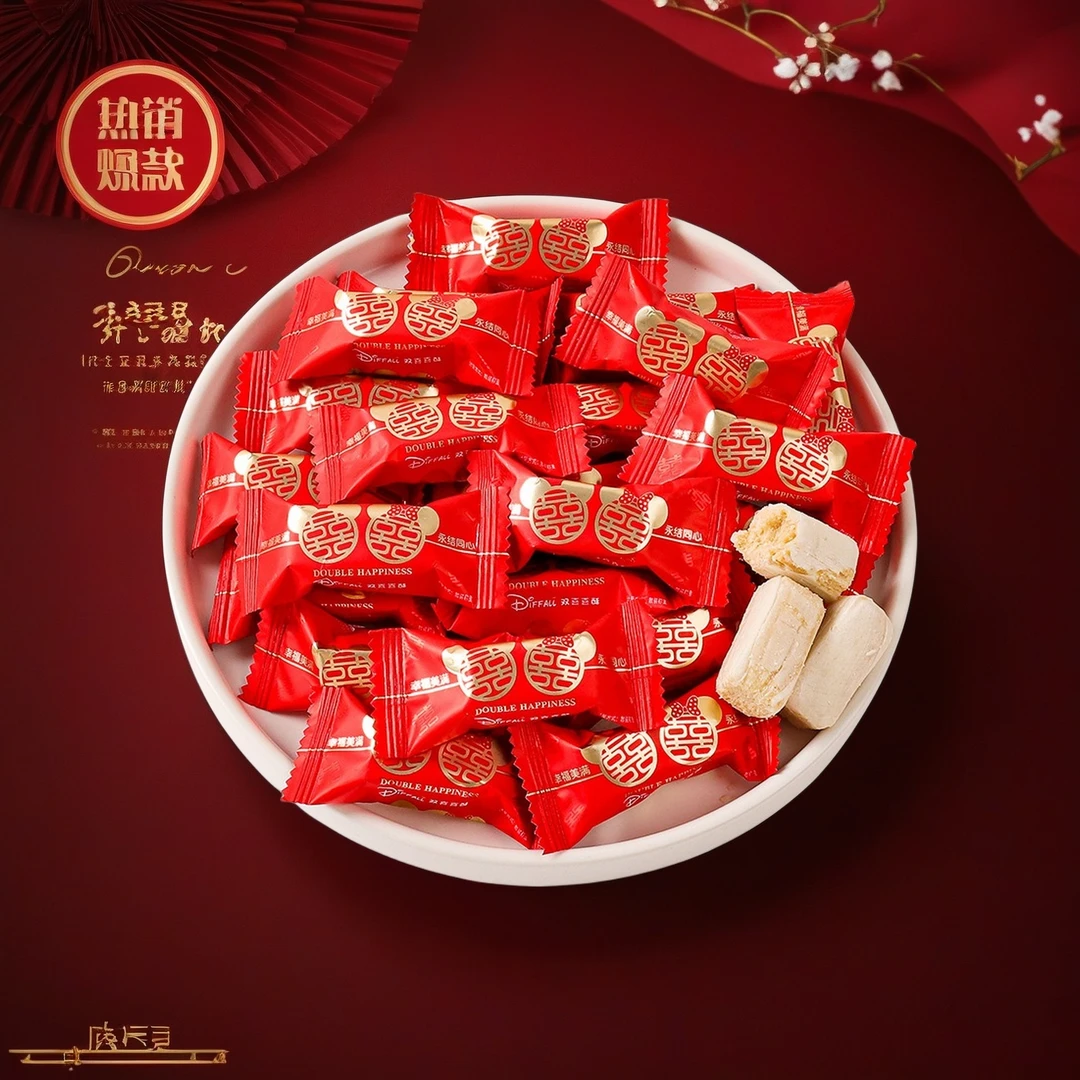 阿Q熊 双喜花生酥心糖喜糖结婚糖果混合散装零食批发满月乔迁之喜