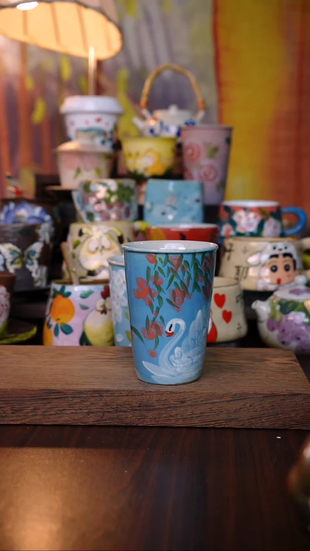 杯子陶泥垚手作 景德镇手工手绘陶瓷器物