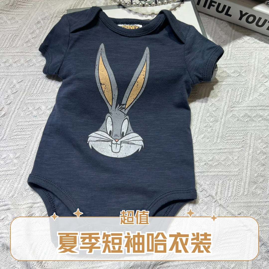 外贸童装宝宝爬服通用婴儿A类舒适三角包屁哈衣短袖连体衣夏季