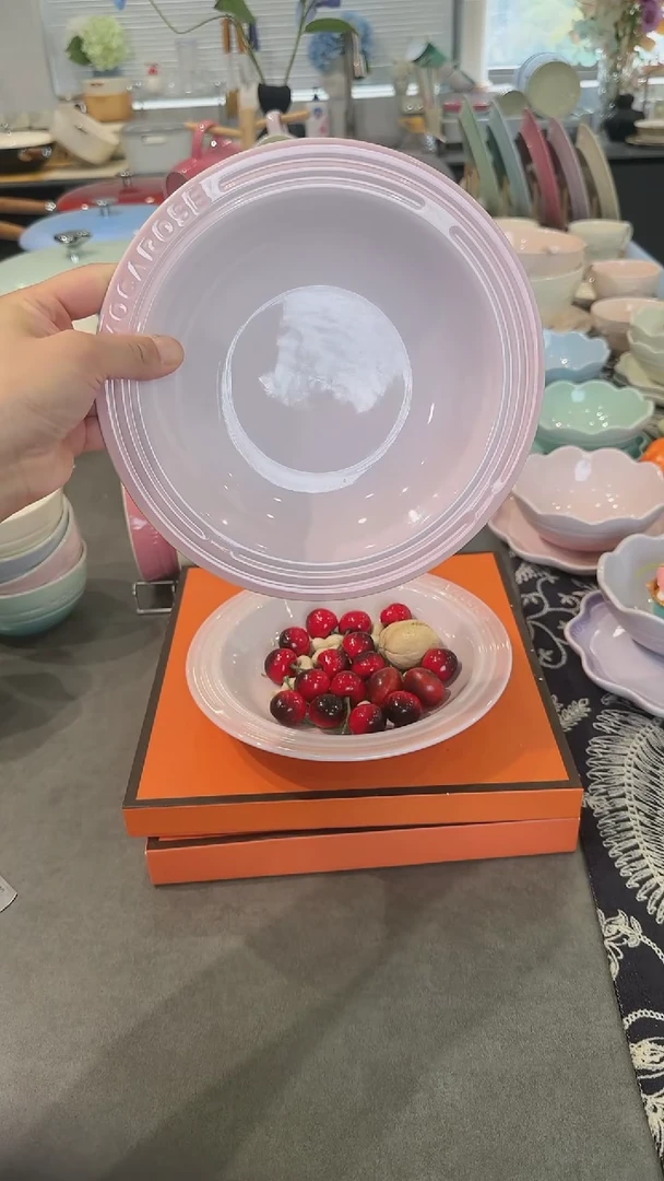 【闪购商品】瓷【2个装】樱花粉草帽盘-20cm