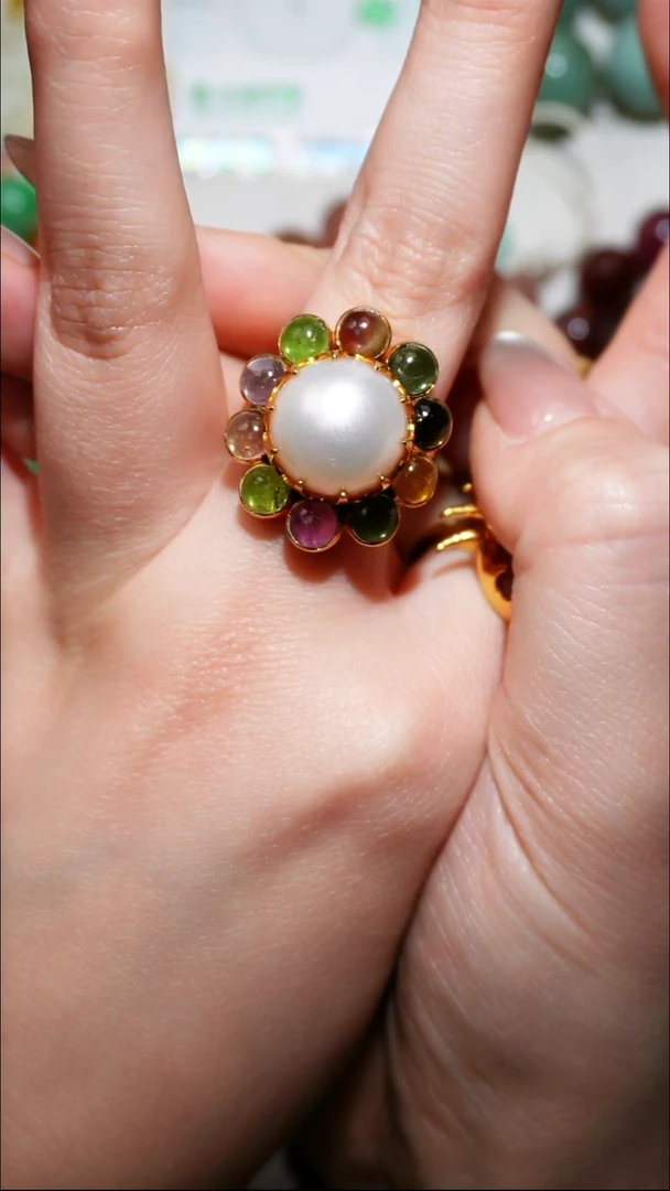 合金戒指碧玺L***茉碧玺戒指