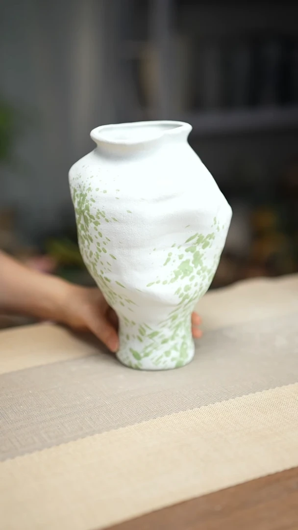 花器陶瓷花瓶绿云漫影03