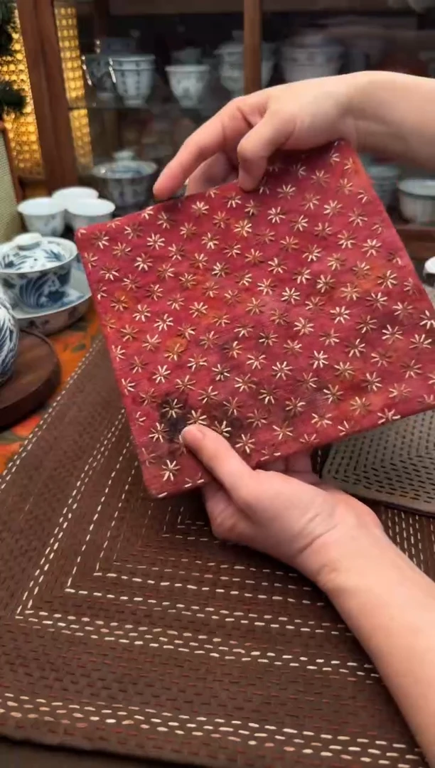 【闪购商品】织绣Cici手作刺子绣植物染柿染茶席-399