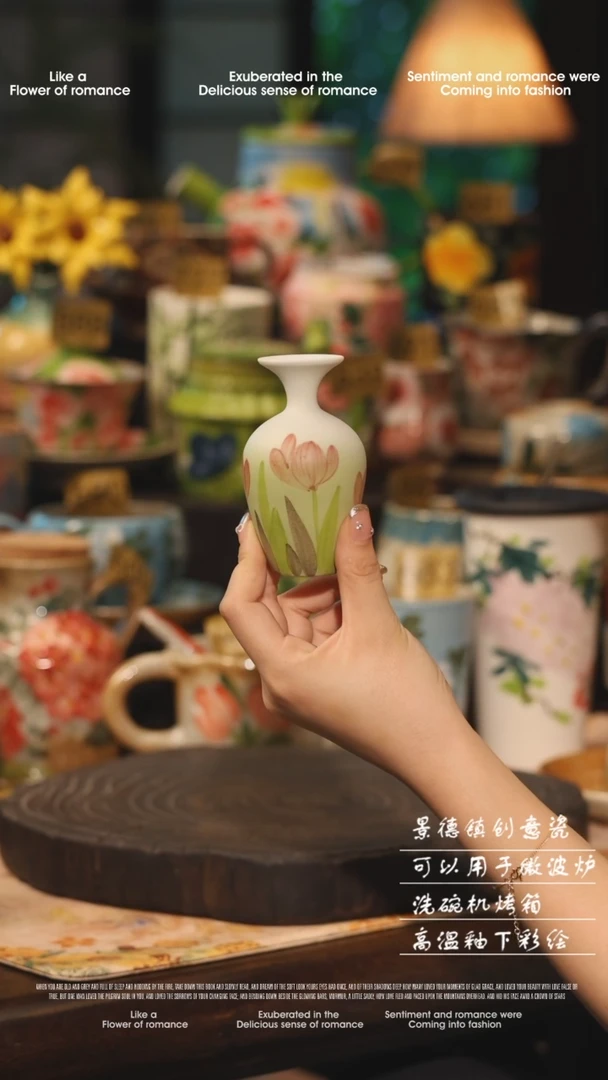 陶瓷景德镇高温釉下彩绘设计师款式