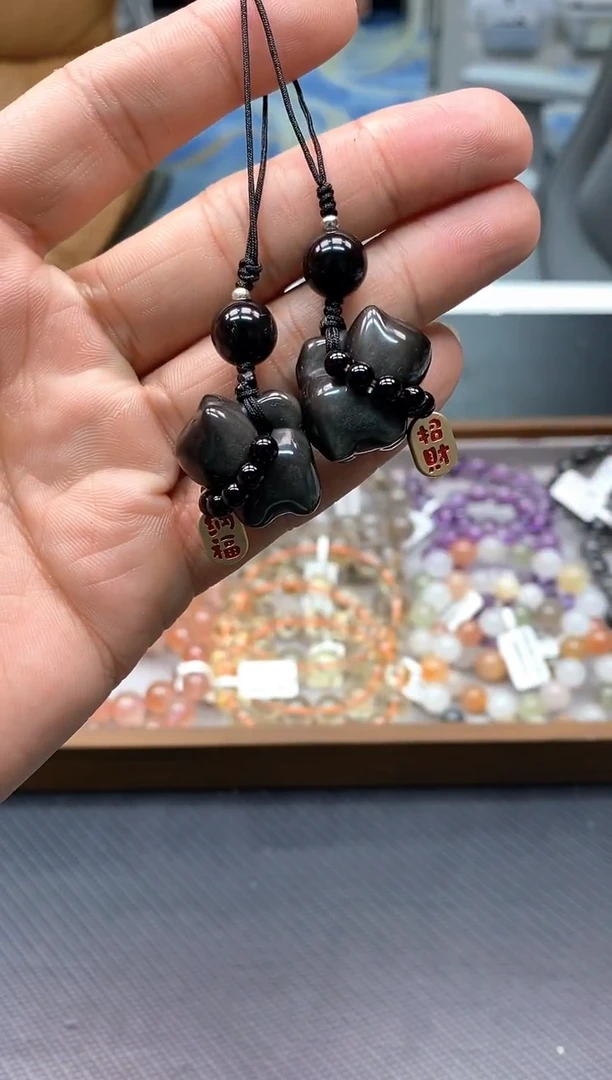 未镶嵌手串水晶1银曜石小猫