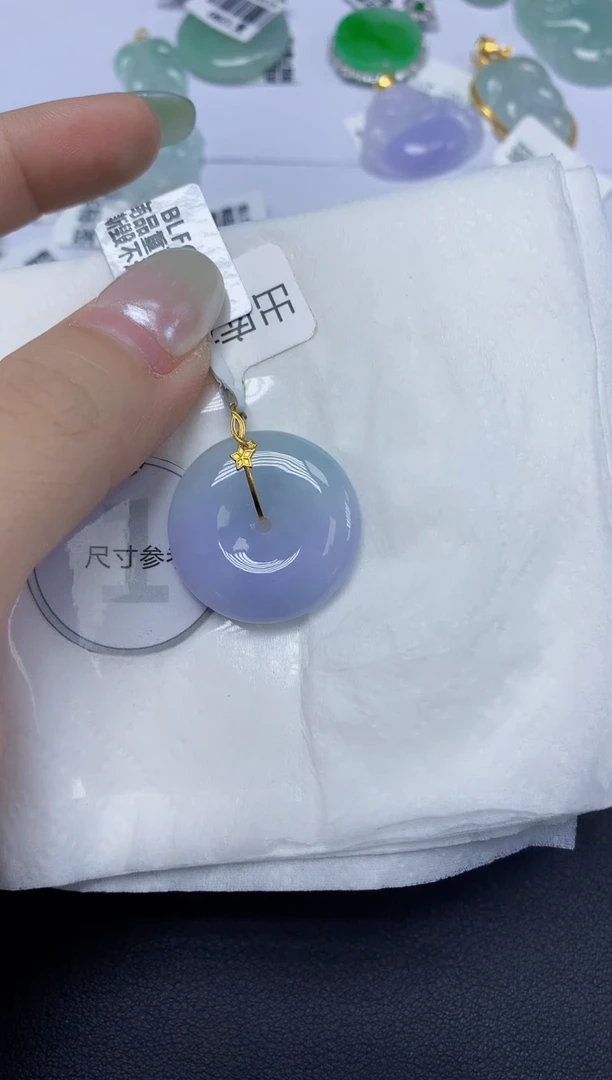 翡翠18K金镶嵌颈饰天然缅甸翡翠A货百元以上9元证书费自理
