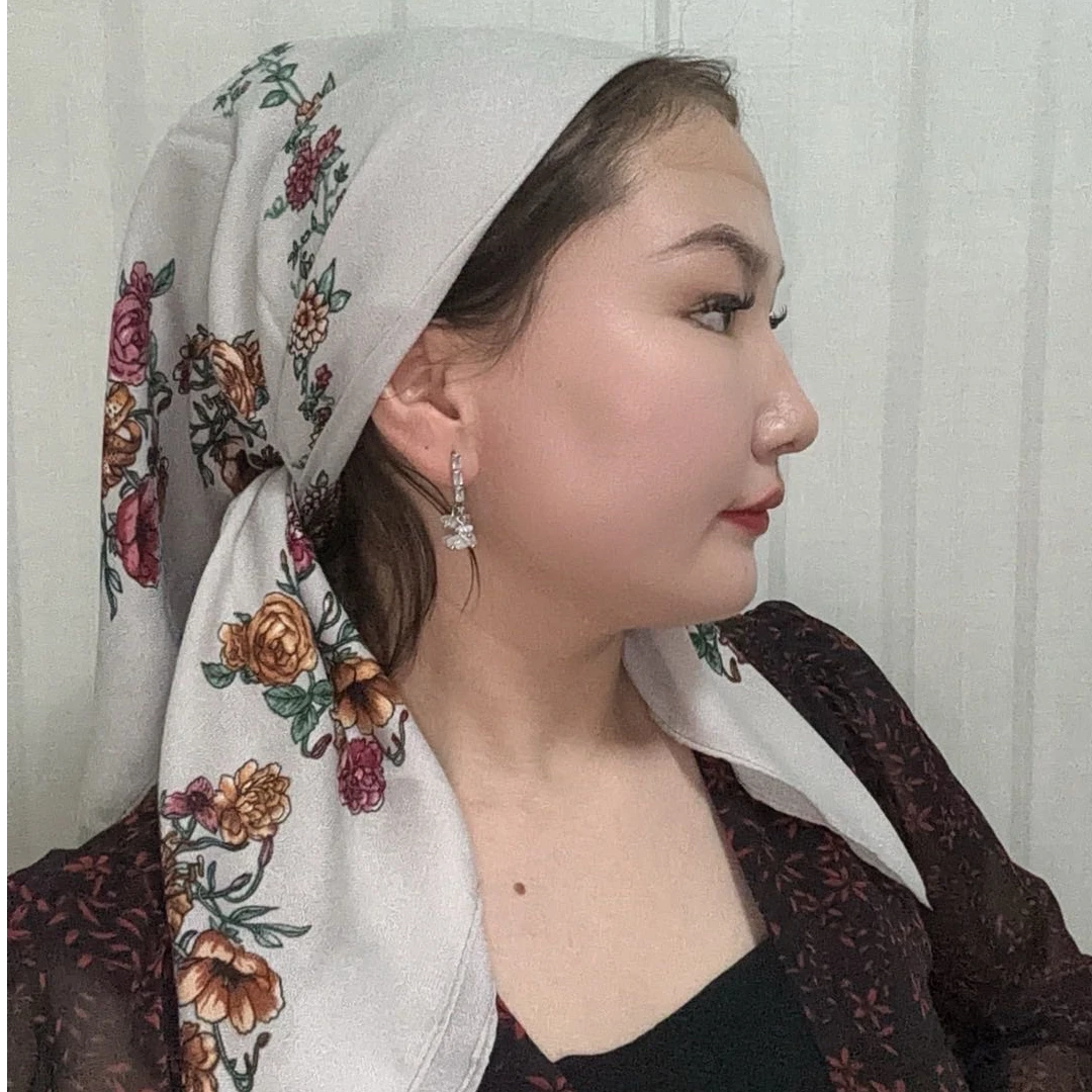 【新疆包邮】头巾大花（浅灰色）