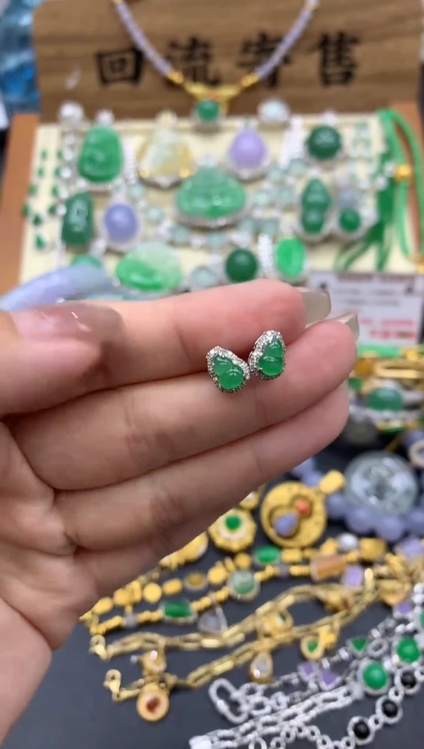 【闪购商品】翡翠耳饰18K金镶嵌464-中国好珍宝