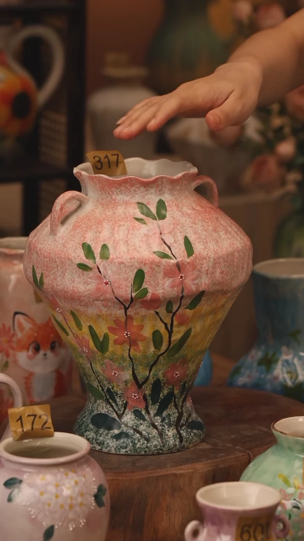 陶瓷317景德镇设计师手作花器摆件侘寂风